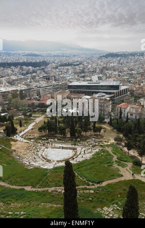 Panoramica del Teatro Dioniso Eleuthereus Atene, Grecia Foto Stock