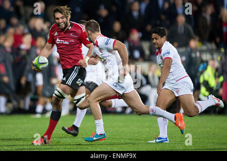 Christchurch, Nuova Zelanda. 8 Maggio, 2015. Sam Whitelock dei crociati durante la Investec Super partita di rugby tra i crociati e i Rossi presso AMI Stadium il 8 maggio 2015 a Christchurch, Nuova Zelanda. Credito: dpa picture alliance/Alamy Live News Foto Stock