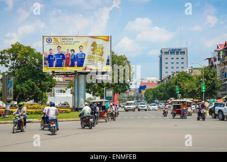 Monireth Avenue nel centro di phnom penh cambogia città Foto Stock