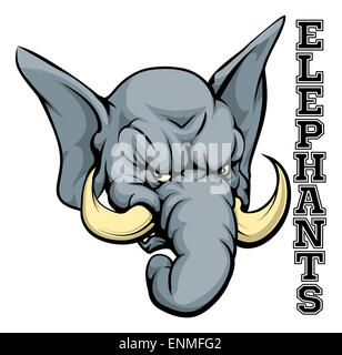 Una illustrazione di un elefante cartoon sport di squadra mascotte con il testo elefanti Foto Stock