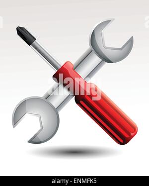 Un cacciavite e una chiave Illustrazione Vettoriale