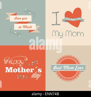 Retrò felice festa della mamma Illustrazione Vettoriale