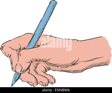 mano con la penna Illustrazione Vettoriale
