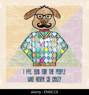 Cool Parigamba cane, mano disegnare illustrazione Illustrazione Vettoriale