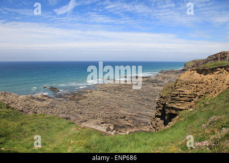 Scogliere e costa rocciosa del North Cornwall Foto Stock