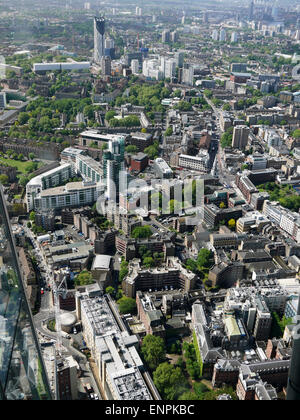 Vista verso sud e borough verso gli strati SE1, dal Shard, London Bridge, Londra, Regno Unito. Foto Stock