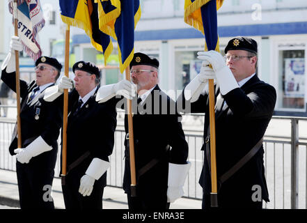 Brighton, Regno Unito. 10 maggio 2015. Portatori standard al giorno del VE Foto Stock