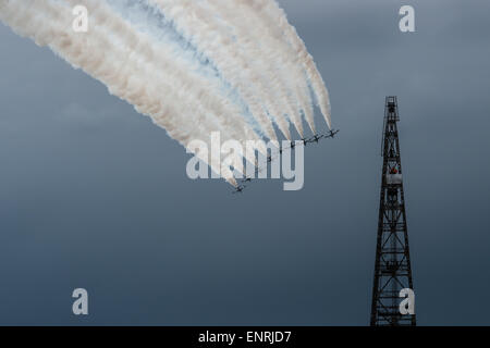 Le Frecce Tricolori (letteralmente "Frecce Tricolori"), è la dimostrazione di acrobazia aerea team italiano della Aeronautica Militare Foto Stock