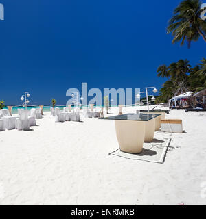 Decorazioni per matrimoni sulla spiaggia tropicale Foto Stock