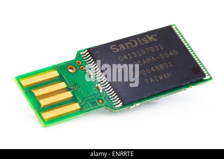 Vista ingrandita di SanDisk Unità flash USB chip Foto Stock