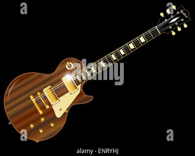 La definitiva rock and roll chitarra in mogano, isolate su uno sfondo bianco. Foto Stock