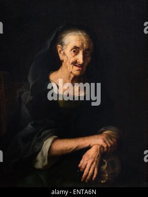 Vecchia donna con un teschio 25/10/2013 - XVII secolo raccolta Foto Stock