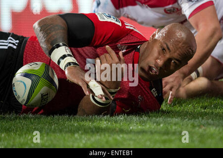 Christchurch, Nuova Zelanda. 8 Maggio, 2015. Christchurch, Nuova Zelanda - 8 Maggio 2015 - Nemani Nadolo dei crociati durante la Investec Super partita di rugby tra i crociati e i Rossi presso AMI Stadium il 8 maggio 2015 a Christchurch, Nuova Zelanda. © dpa/Alamy Live News Foto Stock