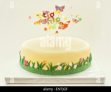 1 anno di età bimbo, torta smash torta di compleanno Foto stock - Alamy