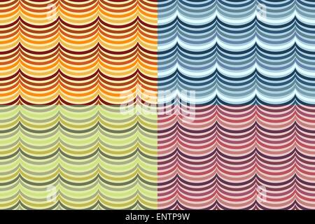 Un vettore set di onda seamless patterns in diversi colori Illustrazione Vettoriale