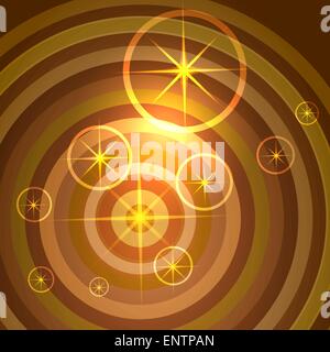 Illustrazione astratta con stelle e circoli sfondo arancione Illustrazione Vettoriale