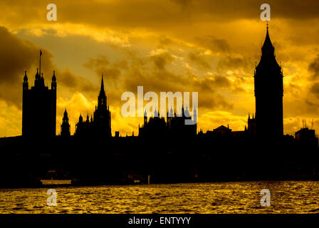 Houses of Parliament, Westminster, London, Sunset Foto Stock