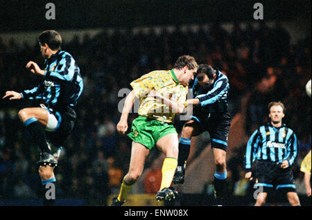 Norwich City v. Inter e Milan in Coppa UEFA. Il 24 novembre 1993. Foto Stock