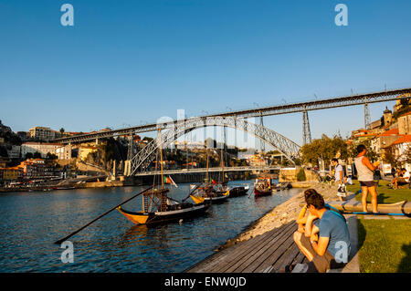 Ponte Dom Luis i, Ponte de Dom Luís i, Ponte Luís i, fiume Douro, Porto. Oporto. Portogallo Foto Stock