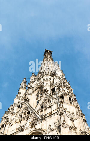 I dettagli architettonici della torre sud del punto di riferimento la Cattedrale di Santo Stefano, Vienna, Austria Foto Stock