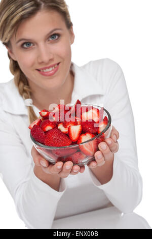 Uno stile di vita sano series - tazza di fragole Foto Stock