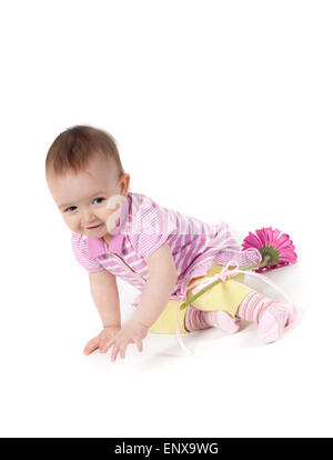 Carino Baby girl in rosa Foto Stock