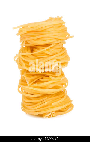 Pasto di pasta per cena in bianco sullo sfondo isolato Foto Stock