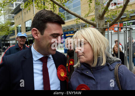 Anne Snelgrove Swindon South manodopera elezione candidati 2015 e Andy Burnham MP e ombra il Ministro della Salute Foto Stock