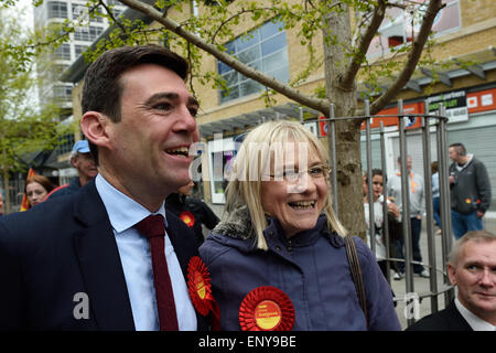 Anne Snelgrove Swindon South manodopera elezione candidati 2015 e Andy Burnham MP e ombra il Ministro della Salute Foto Stock