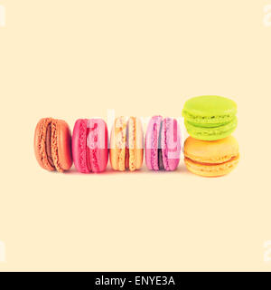 Macaron colorati, sfondo vintage Foto Stock