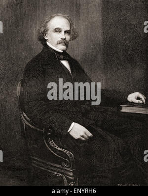 Nathaniel Hawthorne, nato Nathaniel Hathorne, 1804 - 1864. American romanziere e novelliere. Foto Stock