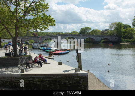 Richmond ponte che attraversa il fiume Tamigi,Surrey, Inghilterra Foto Stock