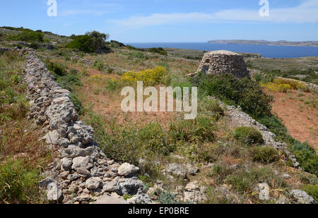 Marfa Ridge e Gozo, a nord di Malta, Mediterranea Foto Stock