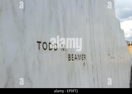 Contea di Somerset, PA, Stati Uniti d'America - 8 Maggio 2015 : Todd Beamer il nome sul Muro dei Nomi al volo 93 National Memorial. Foto Stock