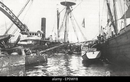 La porzione mediana del relitto della USS Maine nel porto di Havana, Cuba - Spagnolo guerra americana 1898 Foto Stock