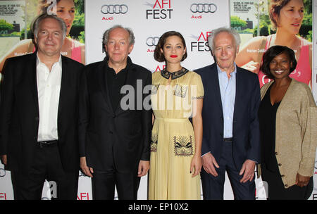 AFI Fest 2014 - "Due Giorni e Una Notte' - speciale proiezione presentata da Audi con: Jonathan Sehring, Jean-Pierre Dardenne, Marion Cotillard, Luc Dardenne, Jacqueline Lyanga dove: Hollywood, California, Stati Uniti quando: 07 Nov 2014 Credit: FayesVision/WENN.com Foto Stock