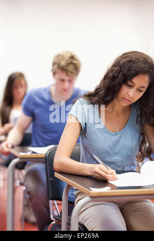 Ritratto di giovani studenti di lavorare su un incarico Foto Stock