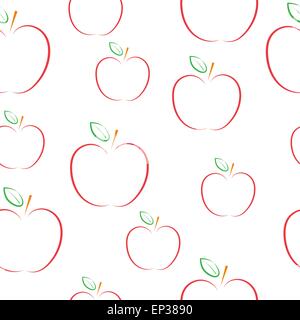 Modello con le mele su uno sfondo bianco. Illustrazione Vettoriale