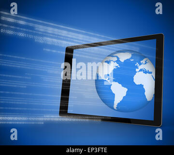 Tablet PC che mostra il mondo Foto Stock