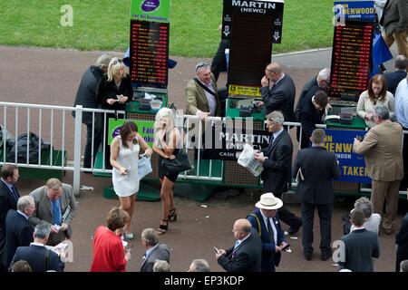 York, Regno Unito. 13 Maggio, 2015. Gara frequentatori erano in vigore il primo giorno del Festival di Dante a York. Corse di cavalli a York UK Credit: Giovanni friggitrice/Alamy Live News Foto Stock