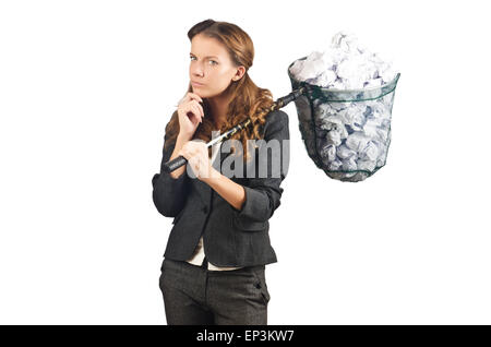 Net per le farfalle su bianco Foto Stock