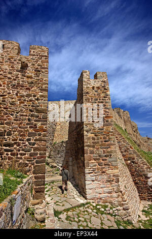 Il gateway principale del castello di Mirina town, Lemnos (Limnos) isola, Egeo Settentrionale, Grecia Foto Stock