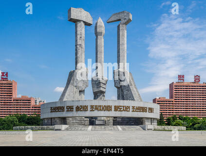 Monumento alla fondazione di partito, Pyongyang, Nord Corea, Repubblica popolare democratica di Corea Foto Stock