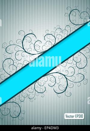 Abstract sfondo floreale con banner blu e il design curvo elementi. Illustrazione Vettoriale. Illustrazione Vettoriale
