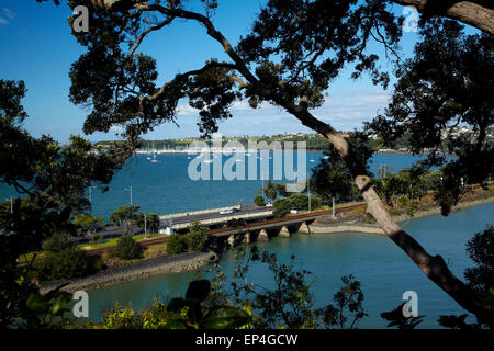 Hobson Bay, Tamaki Drive e dal porto di Waitemata di Auckland, Isola del nord, Nuova Zelanda Foto Stock