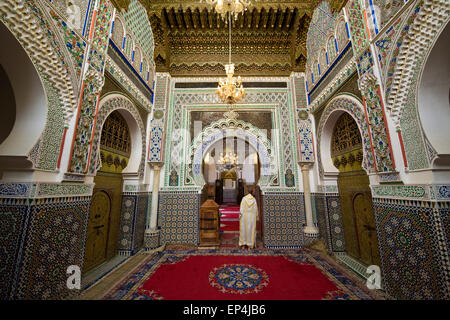 Il Marocco, Fes, Moulay Idriss II Mosque Foto Stock