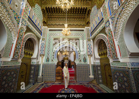 Il Marocco, Fes, Moulay Idriss II Mosque Foto Stock