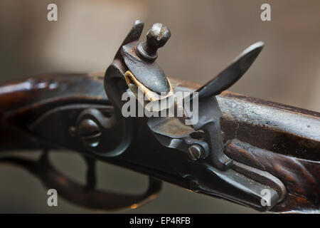 Meccanismo Flintlock sui primi anni del XIX secolo americano fucile (moschetto pistola) - USA Foto Stock