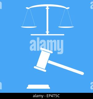 Scale di giustizia e martello. Illustrazione Vettoriale. Illustrazione Vettoriale