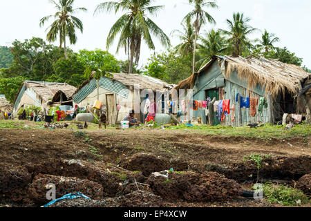 Capanne per vivere sul mare di Kep, Cambogia, in Asia. Foto Stock